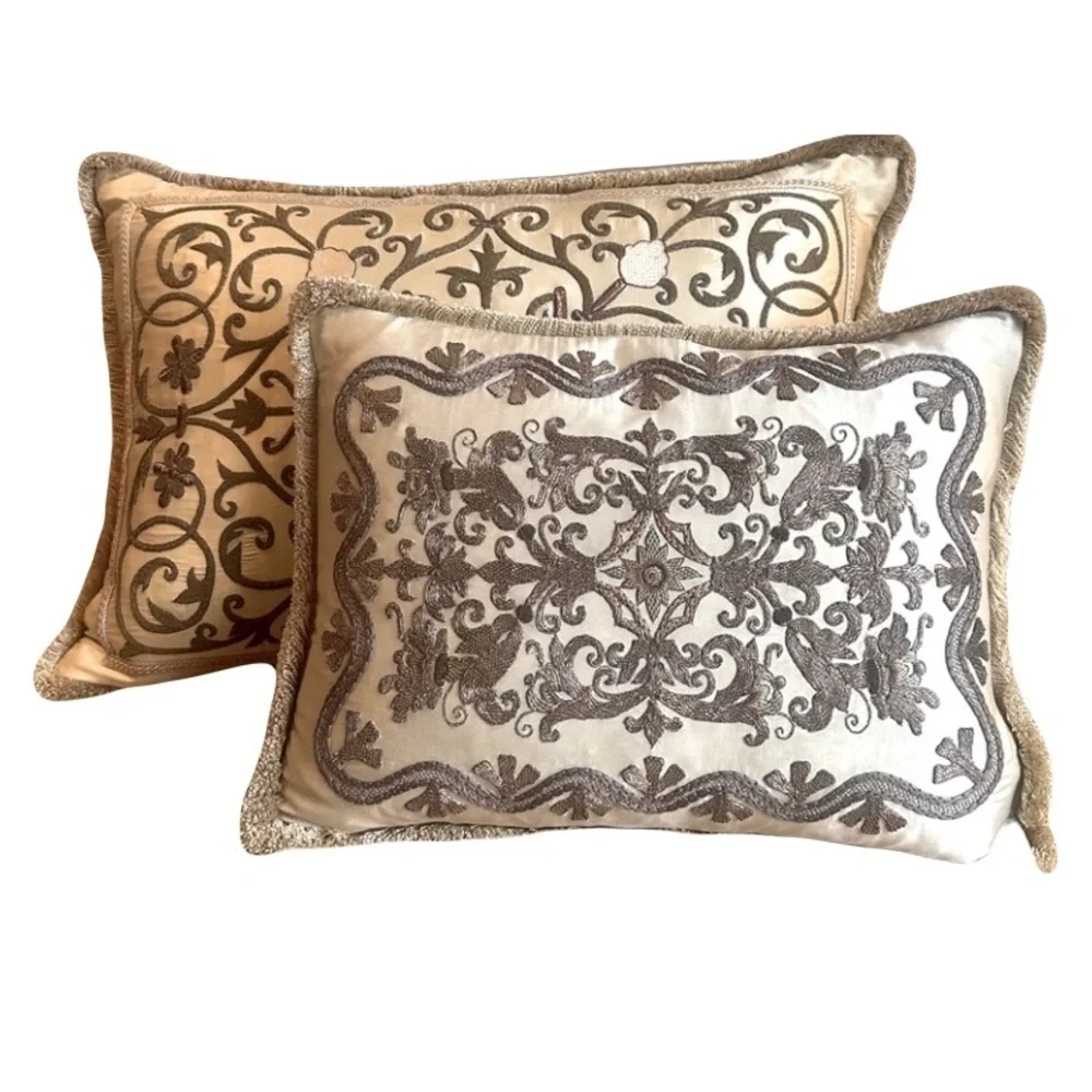 Gerry Nichol, Inc. NY NY Cushions Silk Beaded Handcrafted‎ Aubusson style
